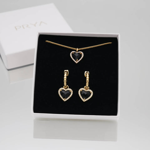 Cadeaux de bijoux pour la Saint-Valentin pour elle 2022 - Ensemble de boucles d'oreilles et collier Gabby Heart