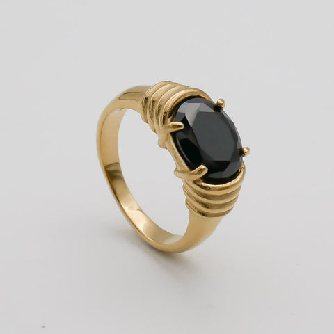 Women's Signet Rings with black and white gems