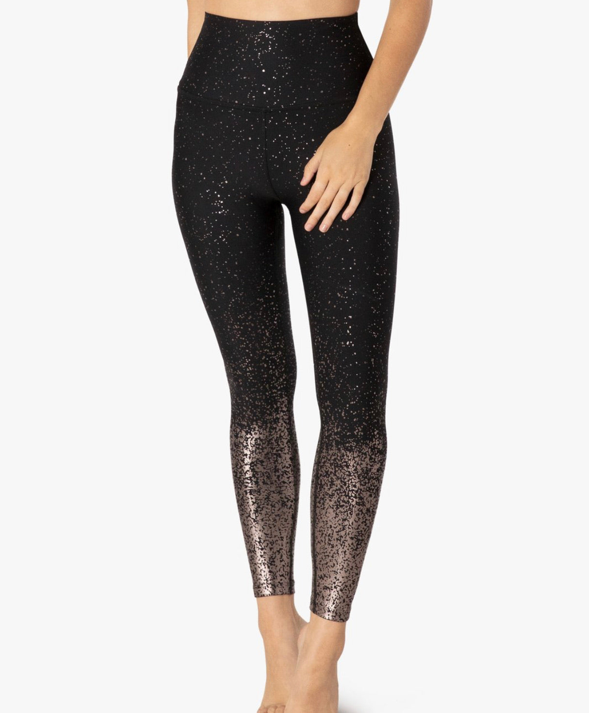 Beyond Yoga Women's Alloy Sparkle High Waisted Midi Legging (Black Foil,  Size M), Women's