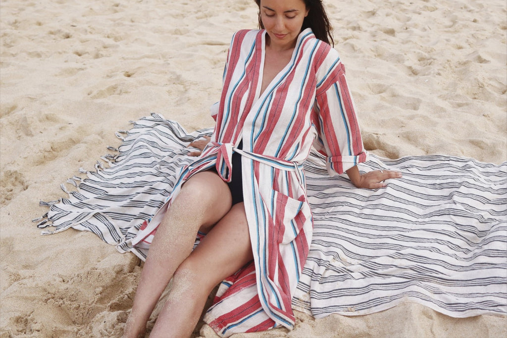 Turkish towel as beach blanket