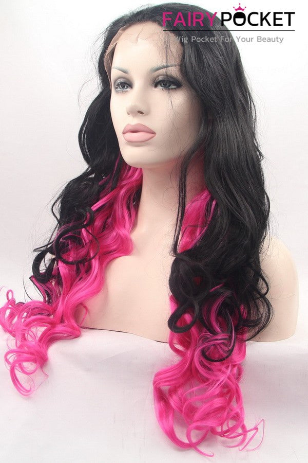 dark hair with hot pink tips