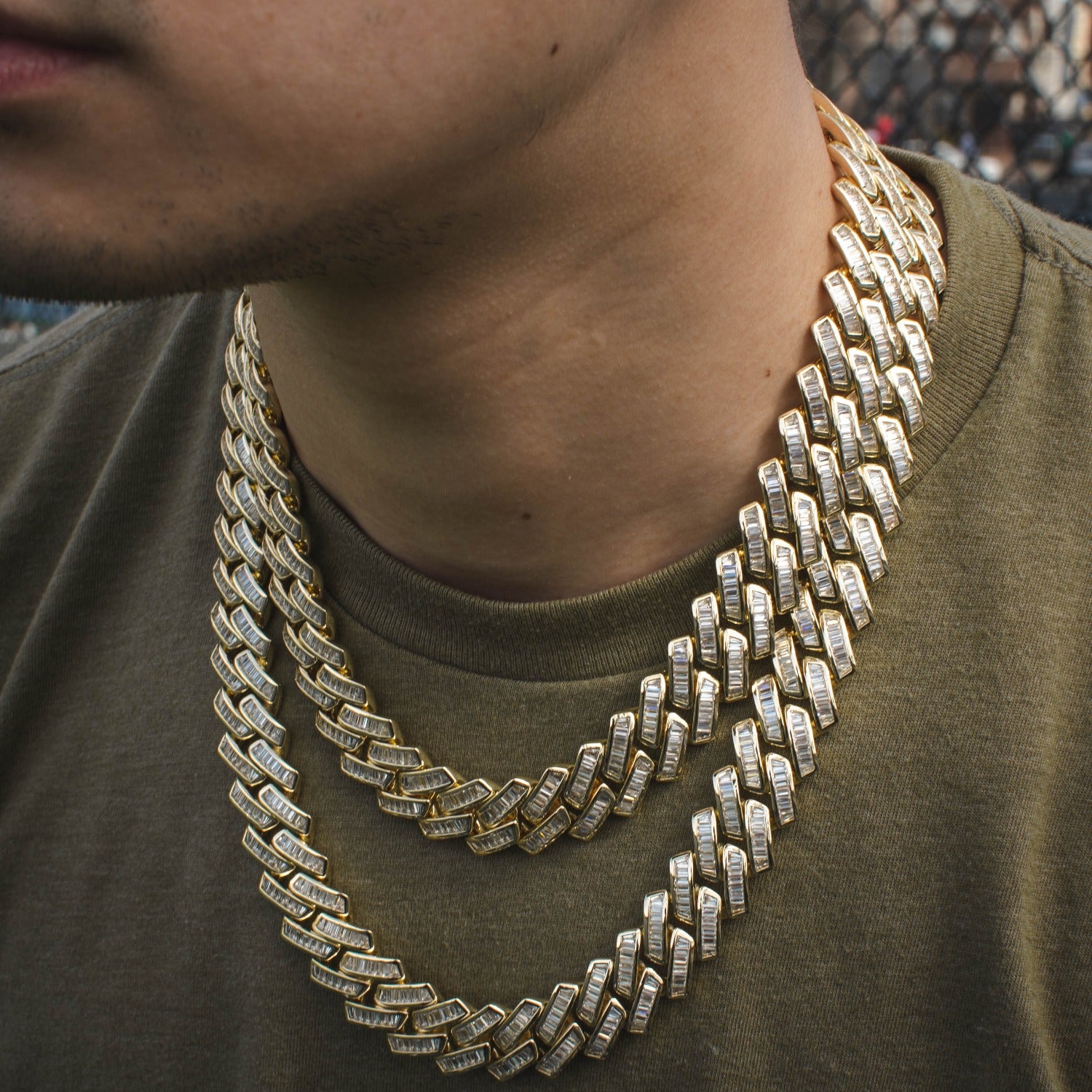 18k cuban link chain diamonds