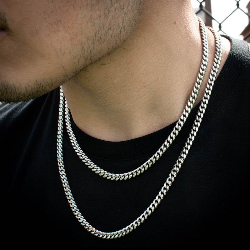 white gold chain cuban link