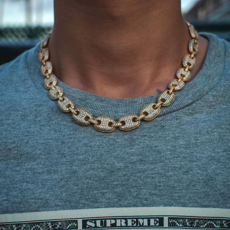 iced gucci link necklace in white gold