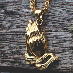 Praying Hands Pendant Necklace - 18k Gold Plated - The Jewelry Plug