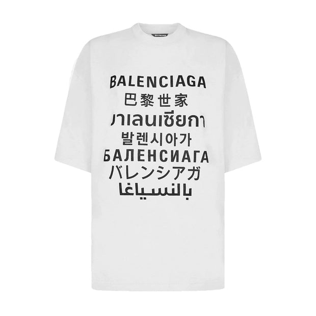 Balenciaga Multi Language Logo Oversized Tshirt S in White for Men  Lyst