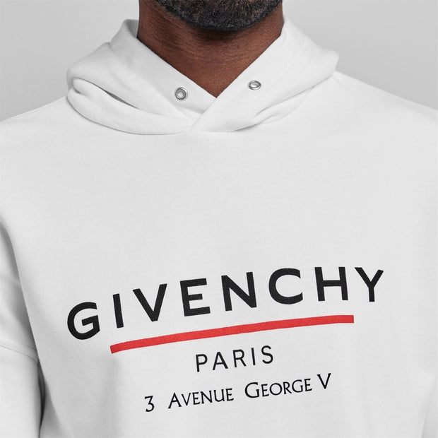 Givenchy White Printed Logo Hoodie | DANYOUNGUK