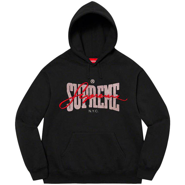 supreme black embroidered hoodie