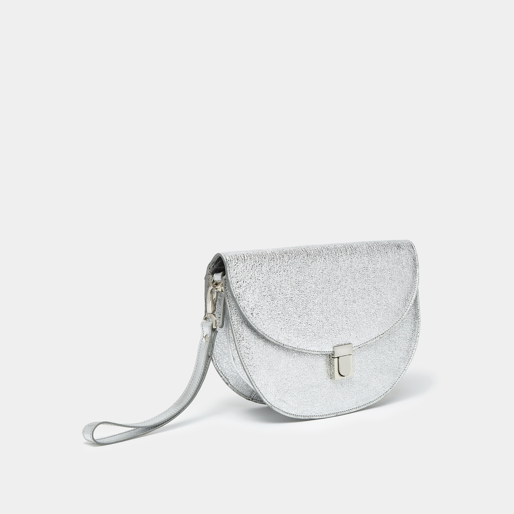 silver leather cross body bag