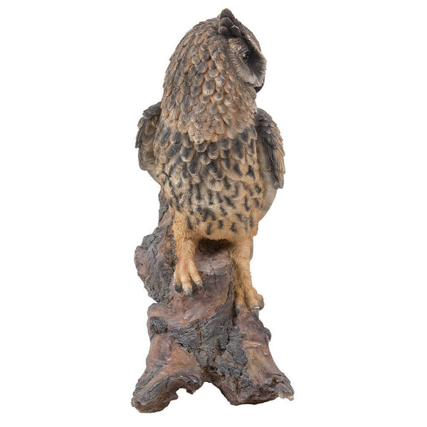 Realistic Looking Eagle Owl Perched On Stump Statue Gallery Quality De ...