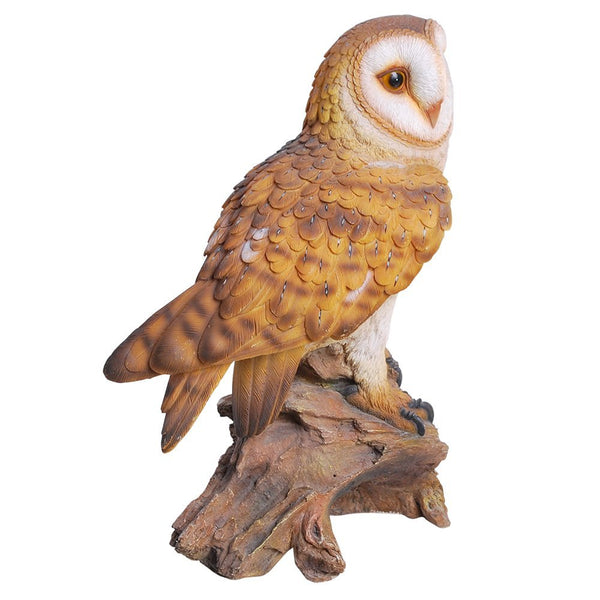 Realistic Looking Barn Owl Perched On Stump Statue Gallery Quality Det ...