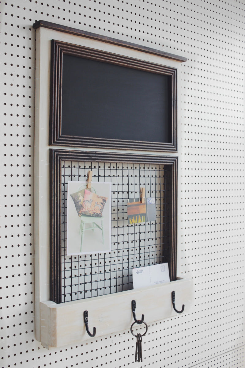 Entryway Organiser Memo Grid Chalkboard Mail Hooks