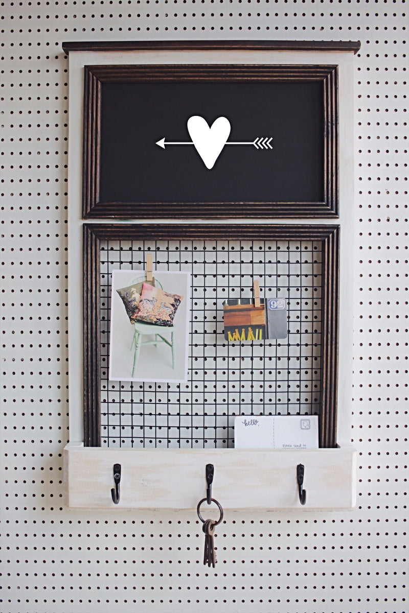 Entryway Organiser Memo Grid Chalkboard Mail Hooks