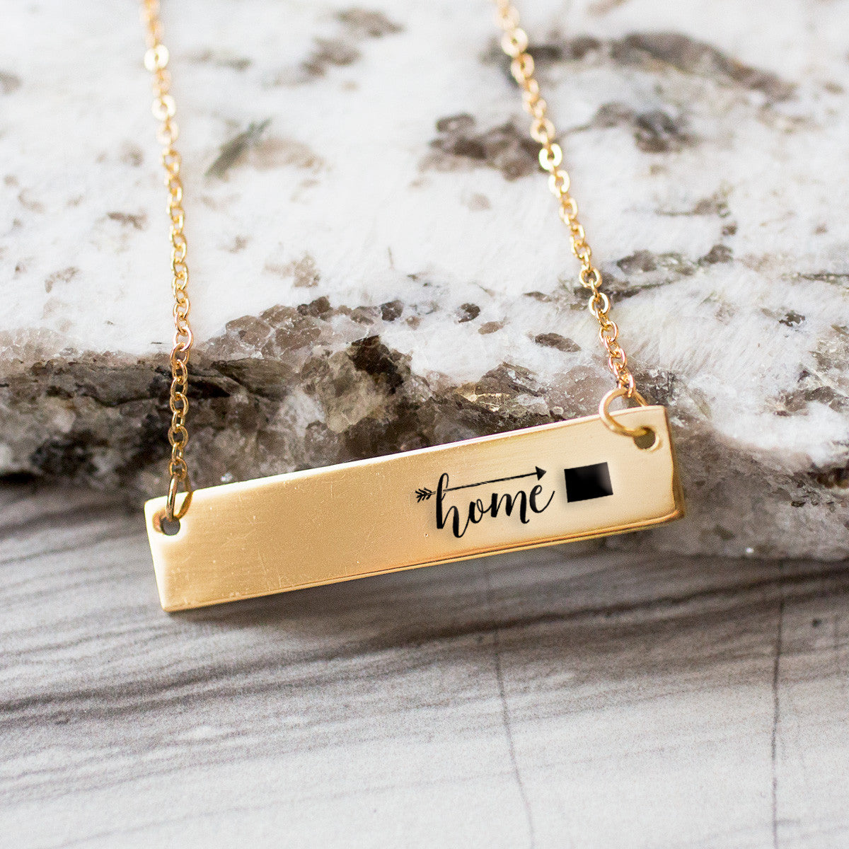 Home is Colorado Gold / Silver Bar Necklace