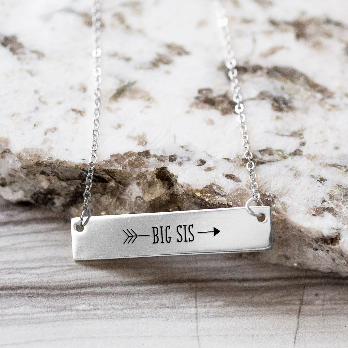 Big Sister Arrow  Gold / Silver Bar Necklace - Sister Gifts