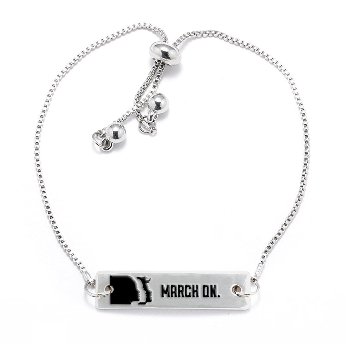 March On Silver Bar Adjustable Bracelet