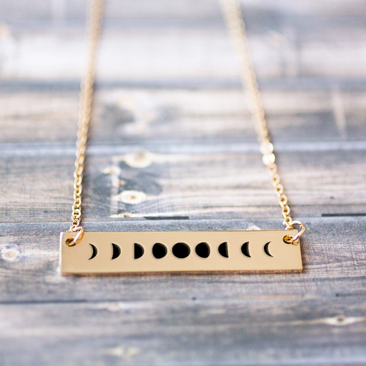 Moon Phases Gold / Silver Bar Necklace