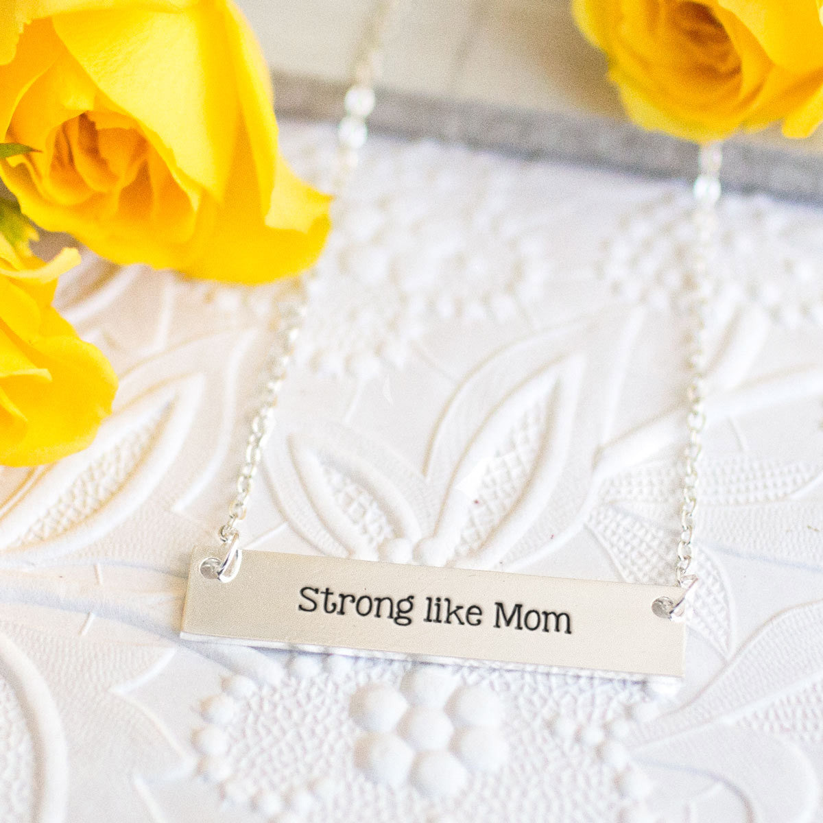 Strong Like Mom Gold / Silver Bar Necklace