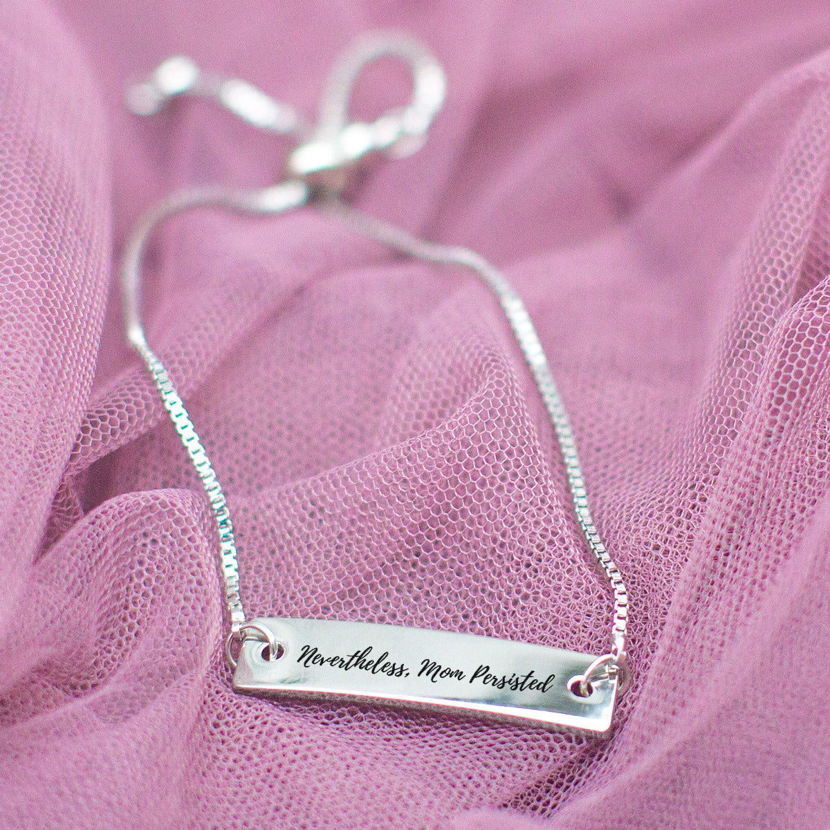 Nevertheless Mom Persisted Silver Bar Adjustable Bracelet