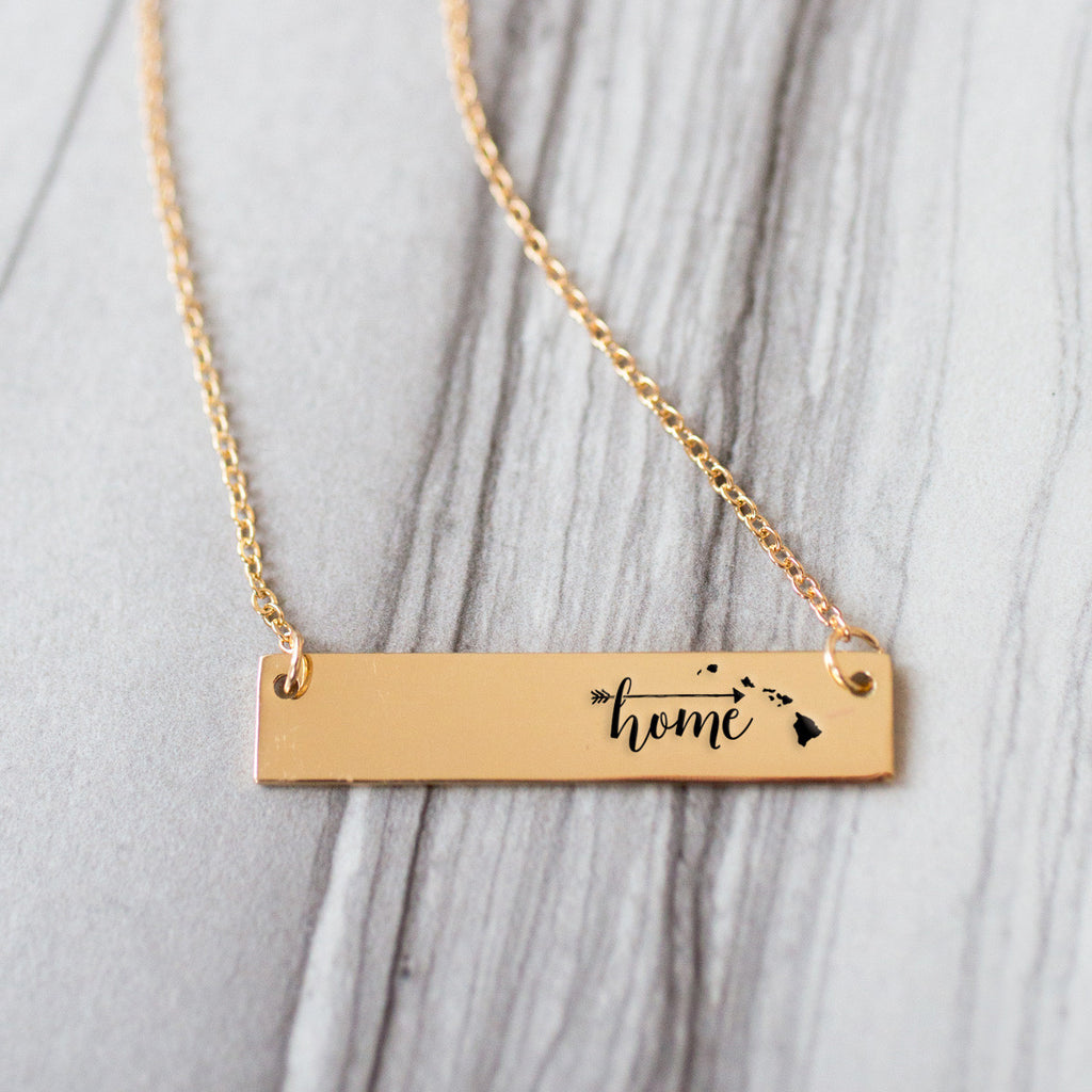 Home is Hawaii Gold / Silver Bar Necklace - pipercleo.com