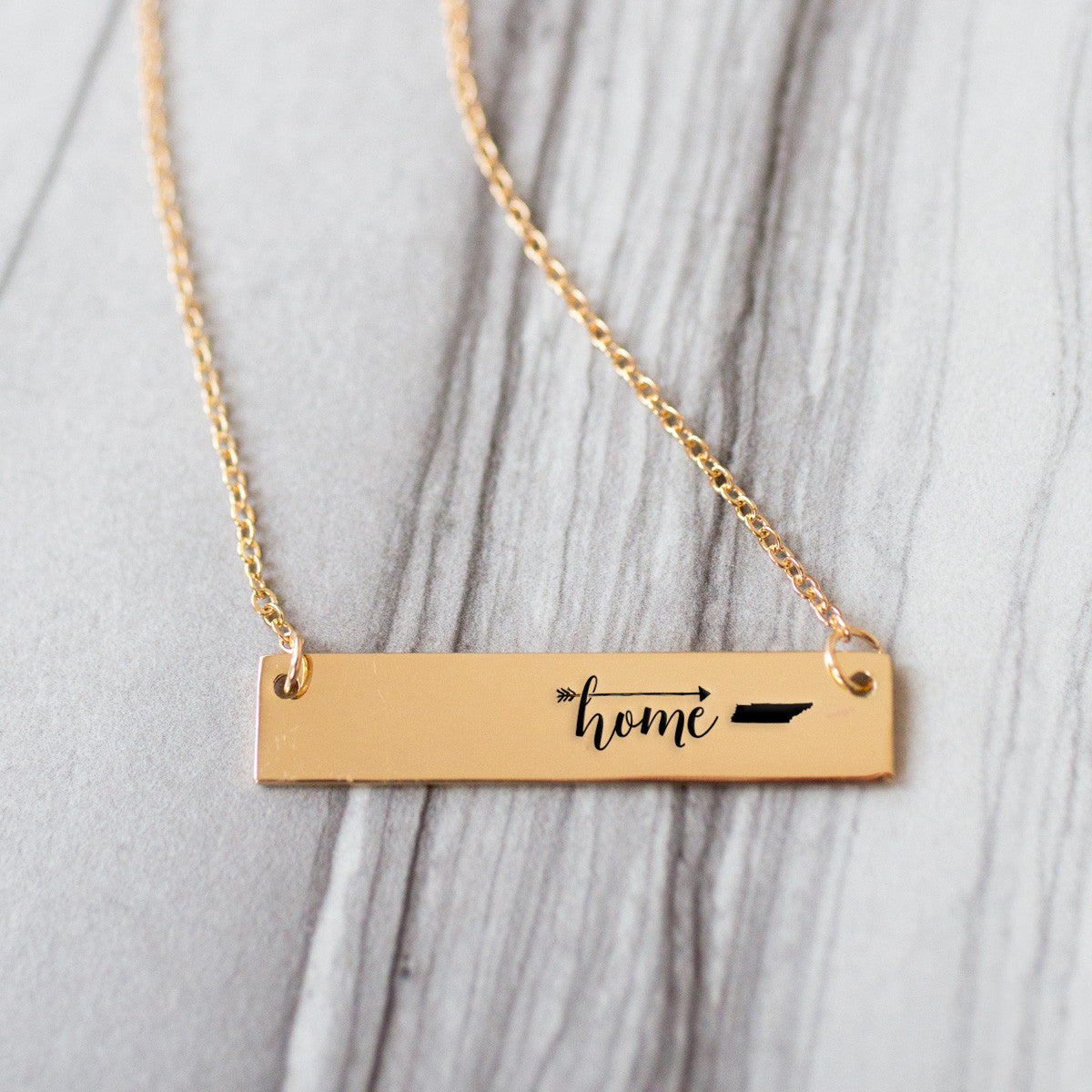 Home is Tennessee Gold / Silver Bar Necklace