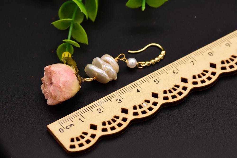 Natural Fresh Water Baroque Pearl Flower Earrings