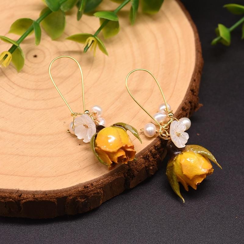 Unique Fresh Water Pearl Flower Earrings