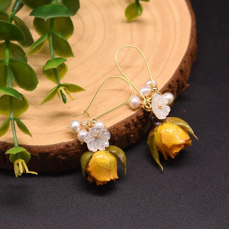 Unique Fresh Water Pearl Flower Earrings