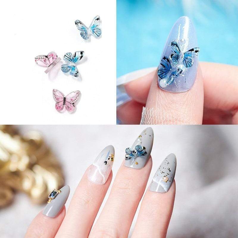 3D Metal Pieces Glitter Butterfly Nail Art