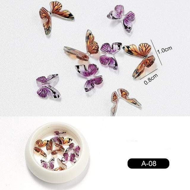 3D Metal Pieces Glitter Butterfly Nail Art