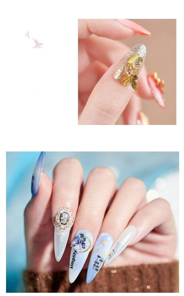 3D Metal Pieces Glitter Butterfly Nail Art