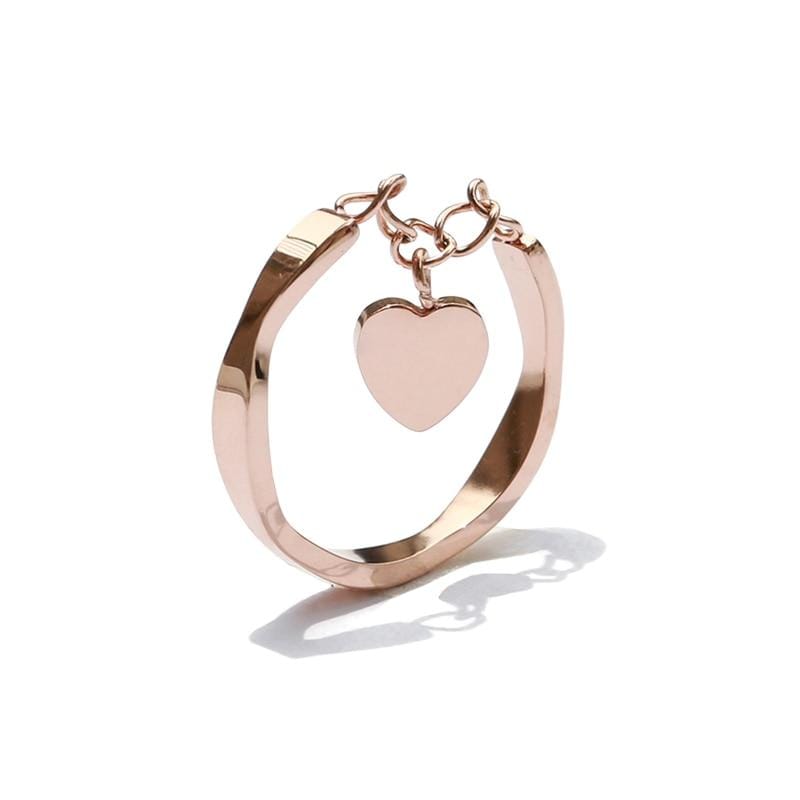 Heart Pendant Rose Gold Ring