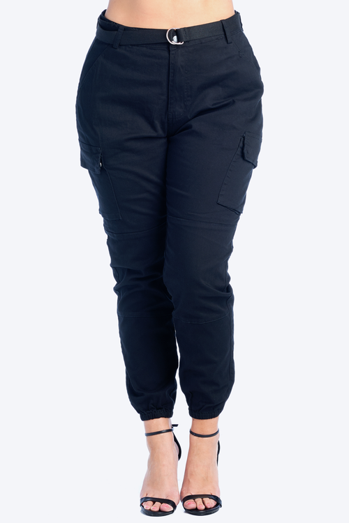 Plus Size High Rise Cargo Jogger with Belt – LOVEMODA