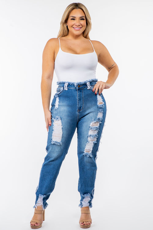 Women's High Rise Distressed Stretch Skinny Jeans - Plus Size | Moda – LOVE