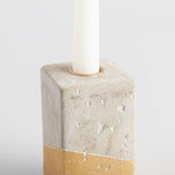 Gold Dipped Cement Block Taper Candle Holder