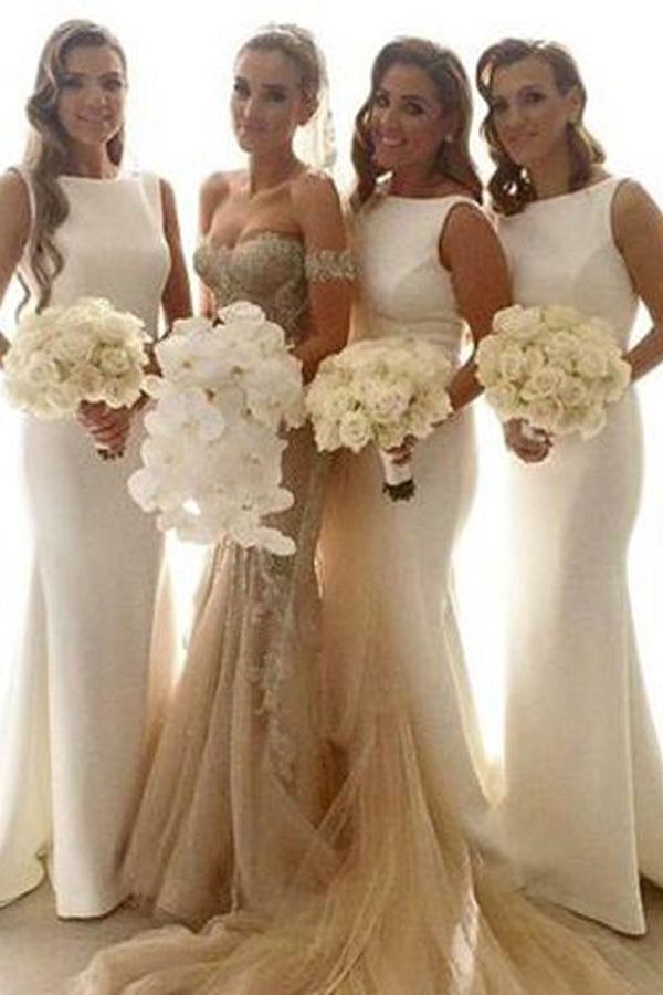 elegant white bridesmaid dresses