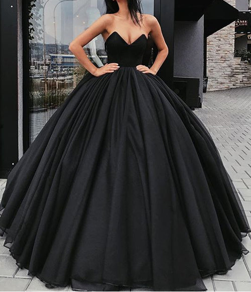 Chic Black Ball Gown Long Prom Dresses, Evening Dresses Party Dress ...