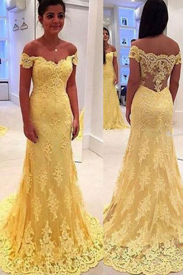 modest yellow prom dresses