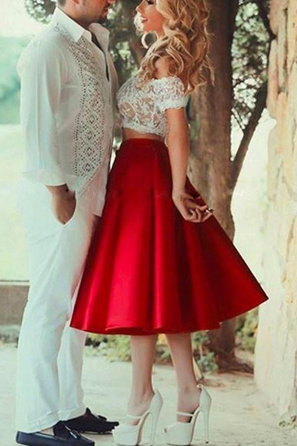 two piece red homecoming dress