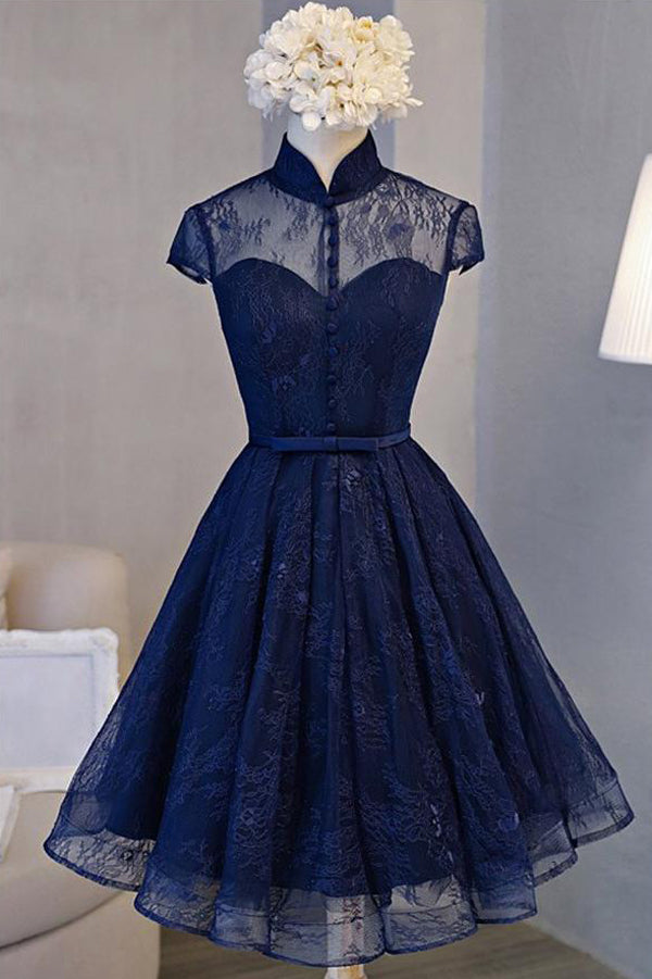 navy blue short sleeve dress