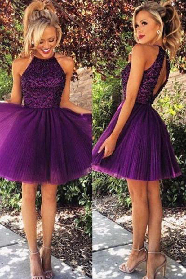 purple confirmation dresses