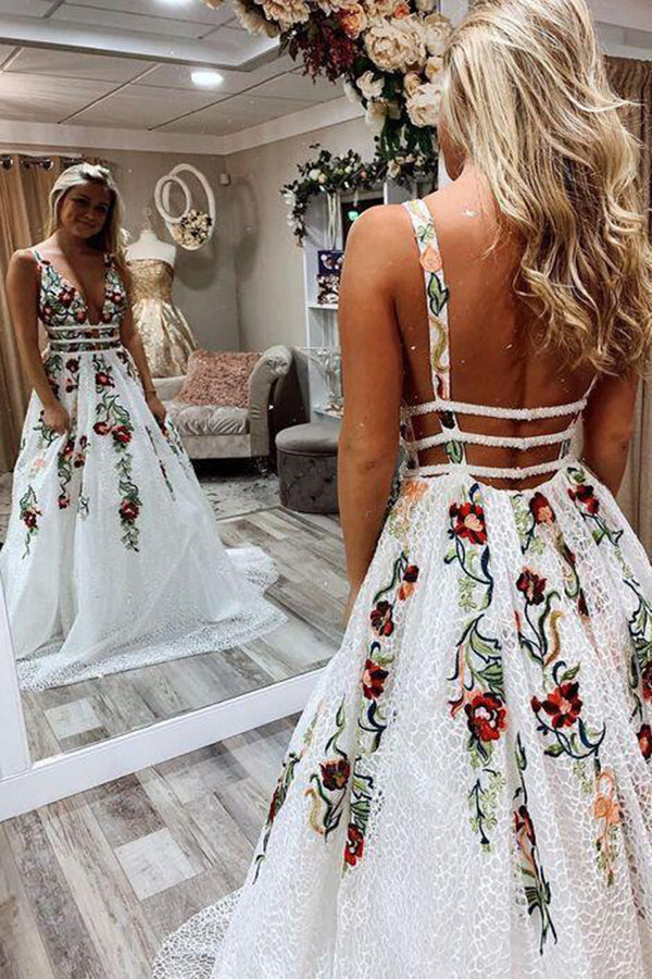White And Floral Prom Dress Best Sale ...