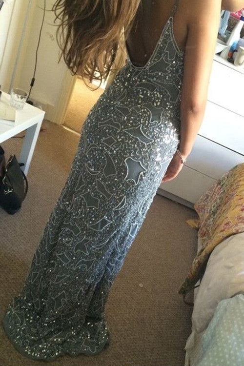 Mermaid Long Spaghetti Prom Dress with Beading Appliques,Prom Dresses ...