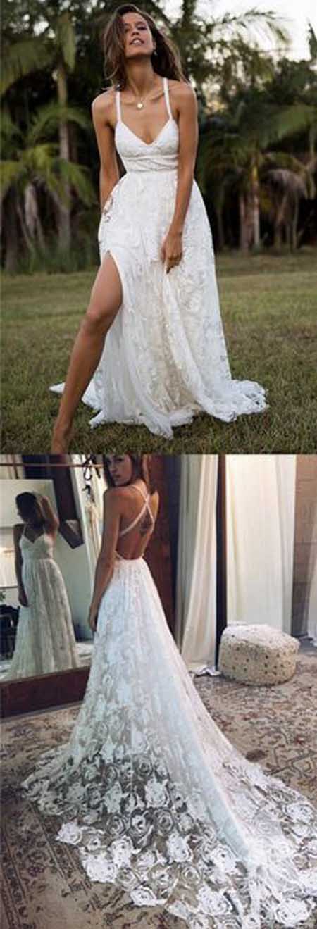 long flowy beach wedding dresses