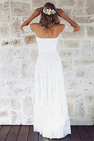 white bohemian gown