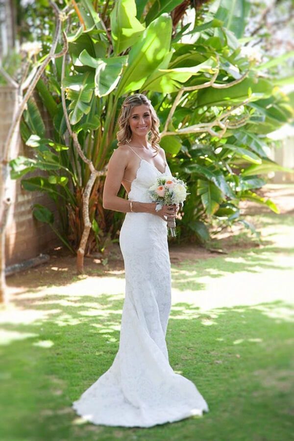 Mermaid Spaghetti Lace Bridal Gown, Sexy Backless Beach Wedding Dress ...
