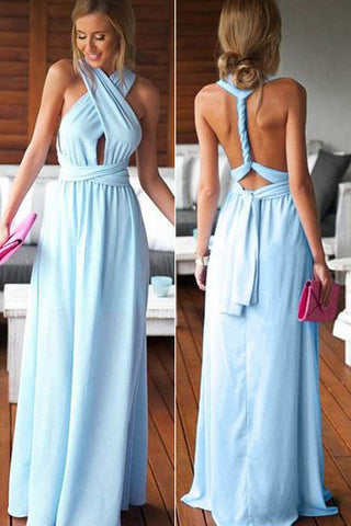 Blue Bridesmaid Dresses Convertible Summer Beach Wedding Party Dress