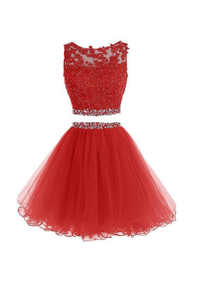 Fashion Two Pieces Homecoming Dresses, Short Prom Dress with Applique ...