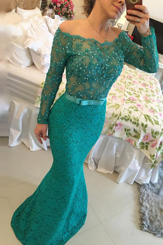 long sleeve turquoise dress