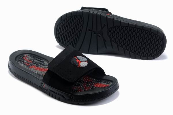 jordan slides red and black